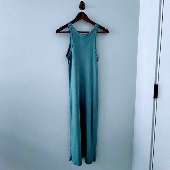 AMO Dress Size Medium M Denim Blue Ribbed Midi Tank - Picture 2 of 6